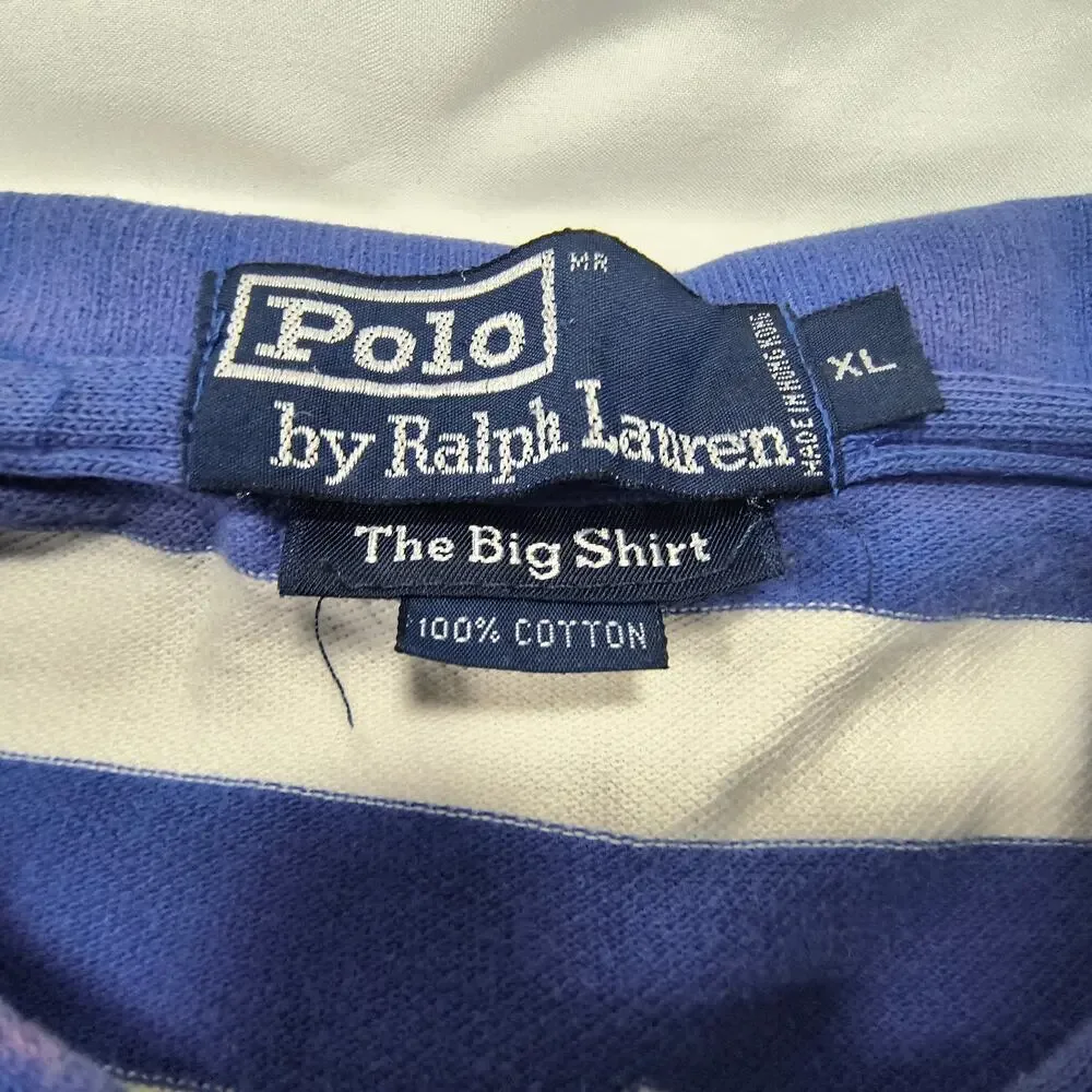Polo by Ralph Lauren The Big Shirt Collared Polo Shirt Mens Size XL Blue White